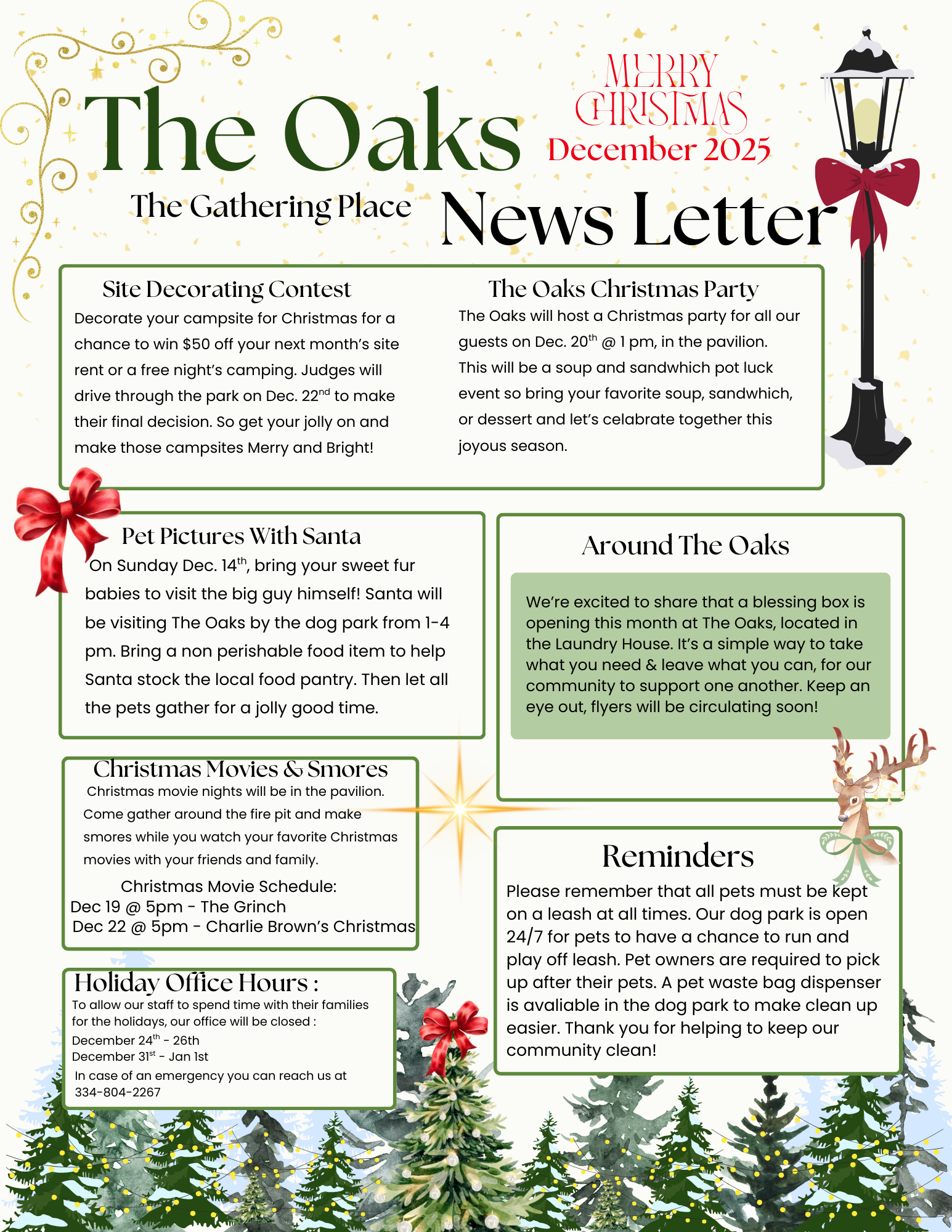 The Oaks RV Park - December 2025 Newsletter
