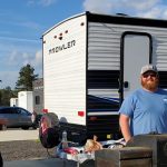 RVs set up for comfortable winter living at The Oaks Family RV Park in Andalusia Alabama