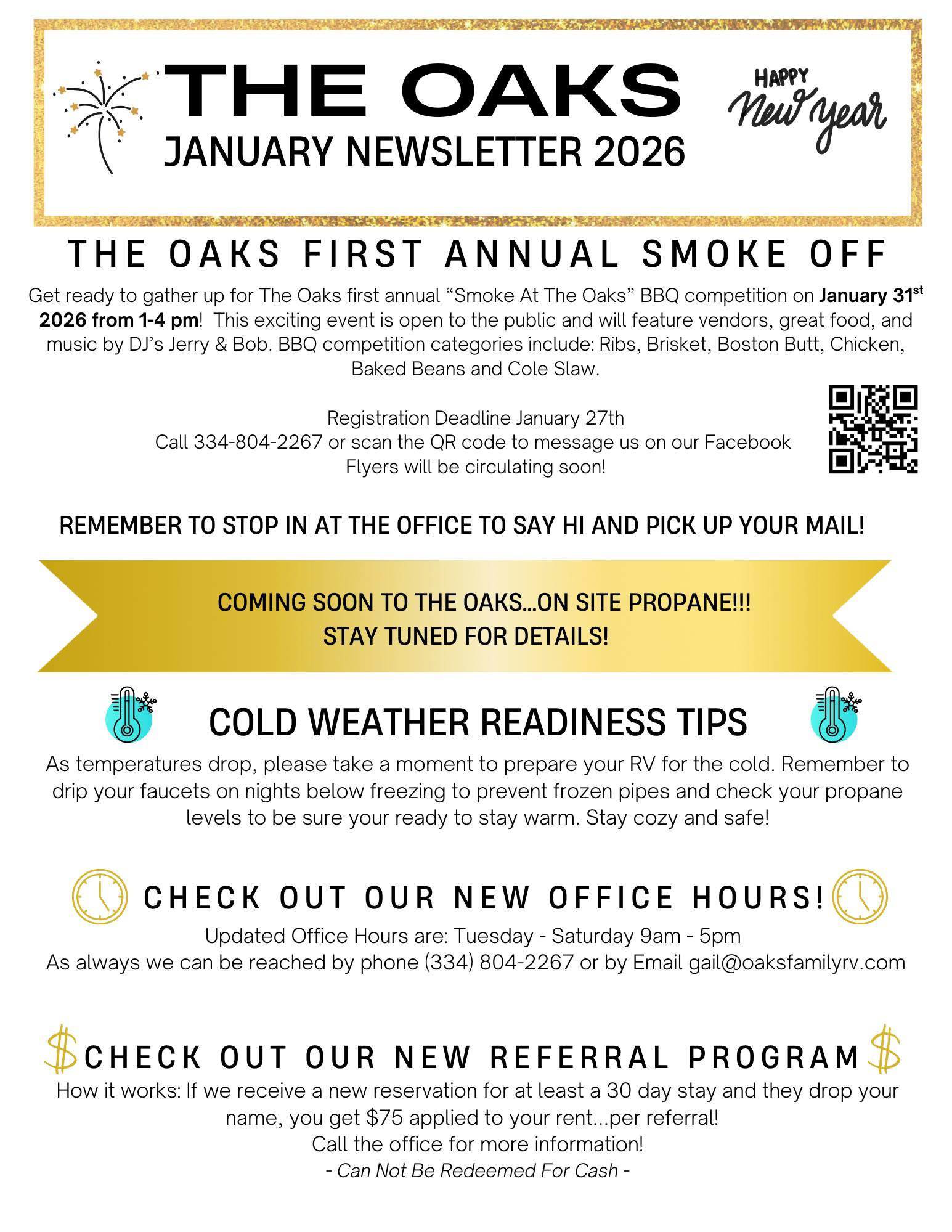 The Oaks RV Park - Jan Newsletter