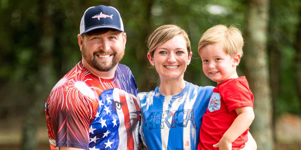 Family celebrating Memorial Day weekend while camping at The Oaks RV Park in Andalusia, Alabama