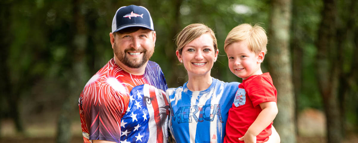 Family celebrating Memorial Day weekend while camping at The Oaks RV Park in Andalusia, Alabama